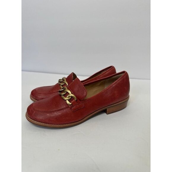 Sofft Women's Red Leather Chain Loafers Slip On Comfort Shoes Flats Size 6M - Picture 7 of 14